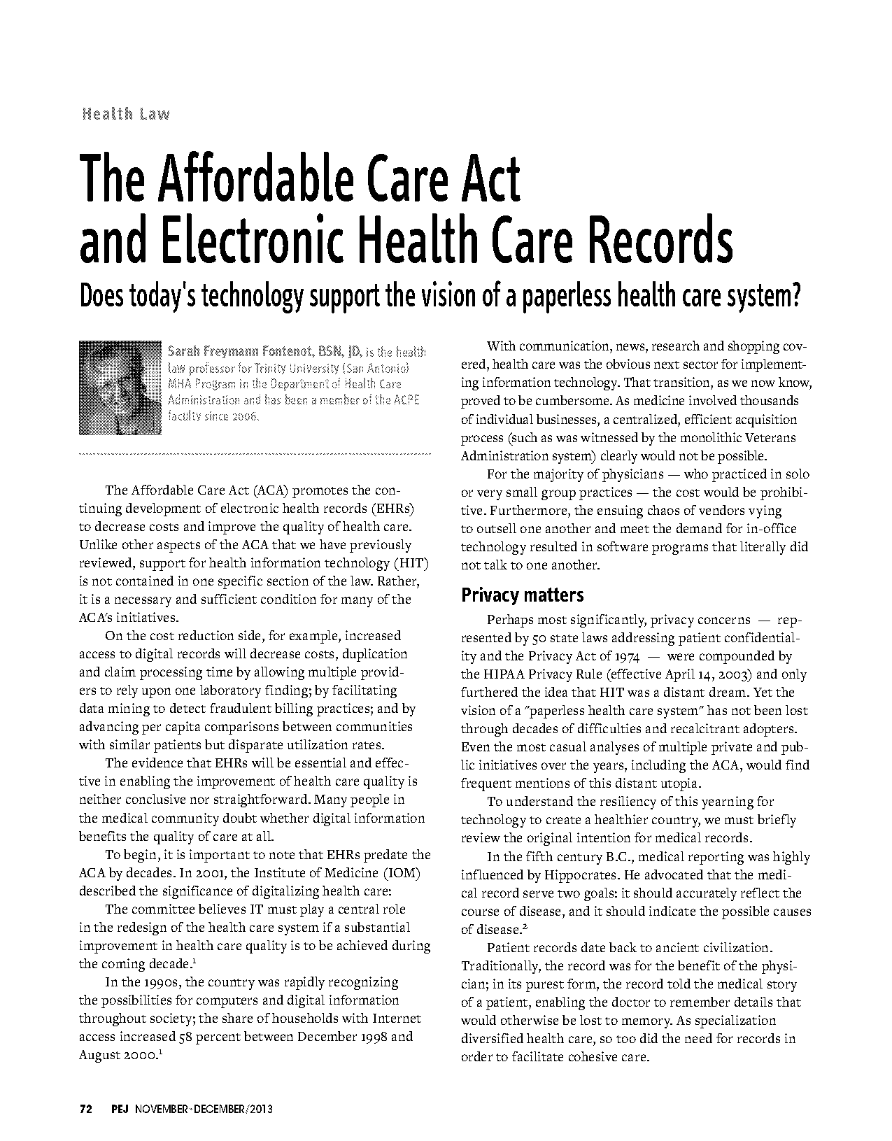 affordable care act electronic health records