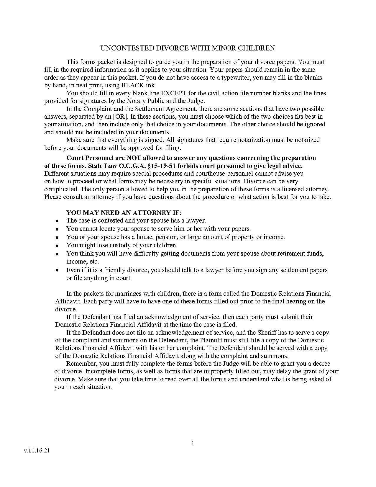 printable divorce papers for georgia onlne free